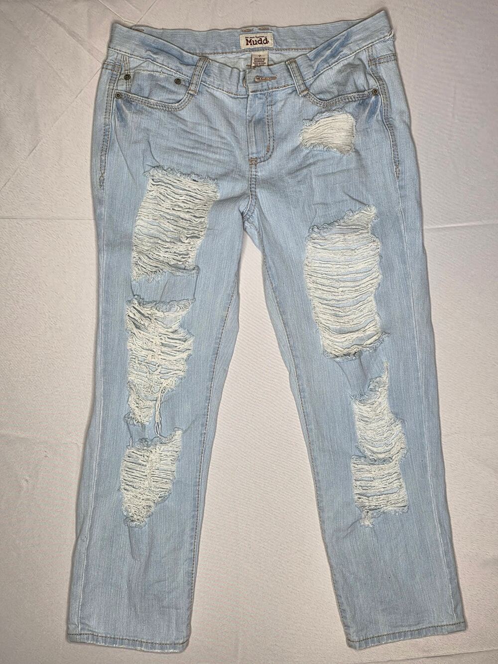 Mudd light wash distressed cropped denim jeans Size 7